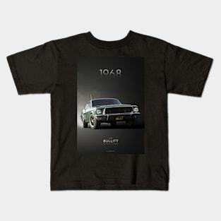 1968 Ford Bullitt Mustang Artwork Kids T-Shirt